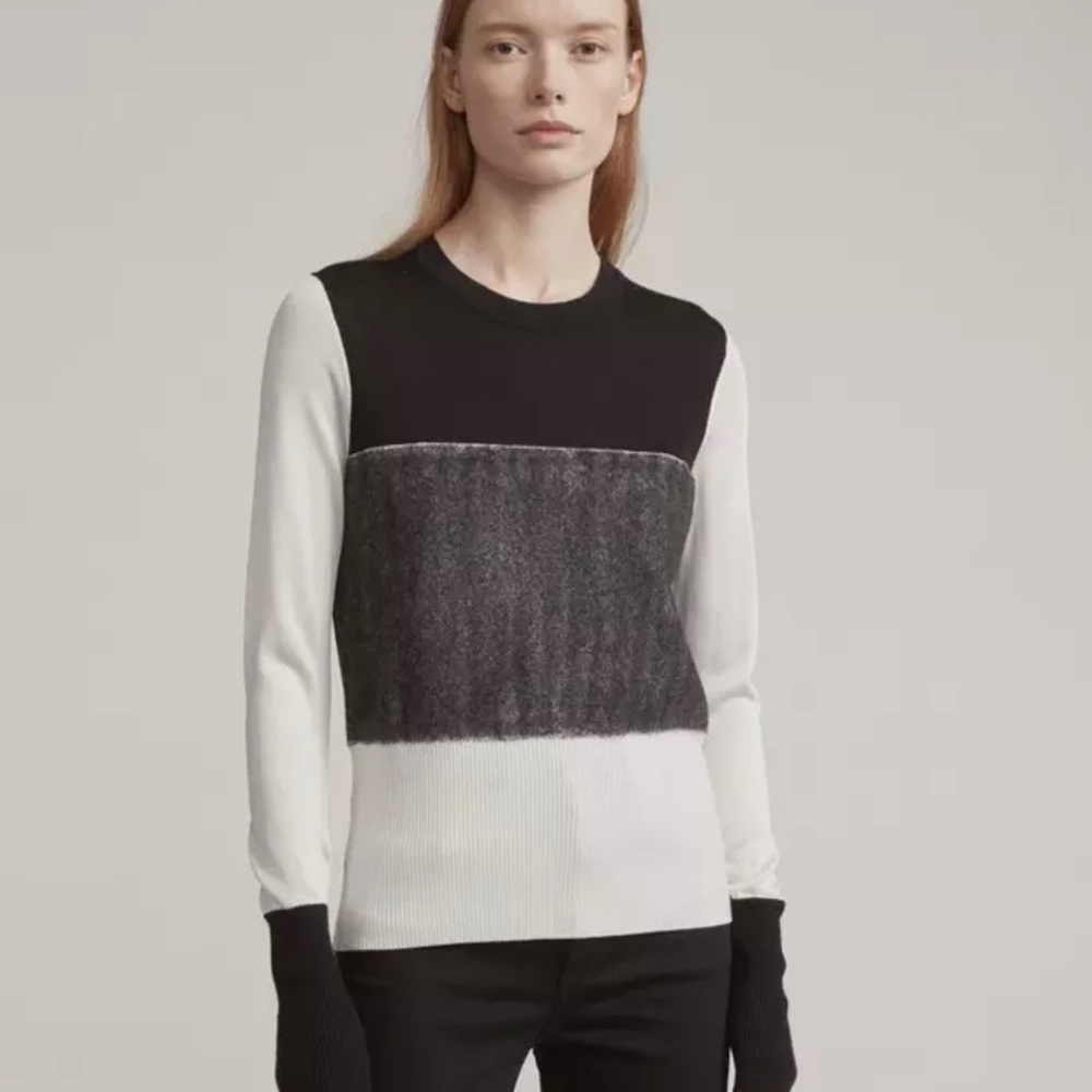Rag & Bone Marissa‎ Color Block Fine Knit Sweater in Black and Cream